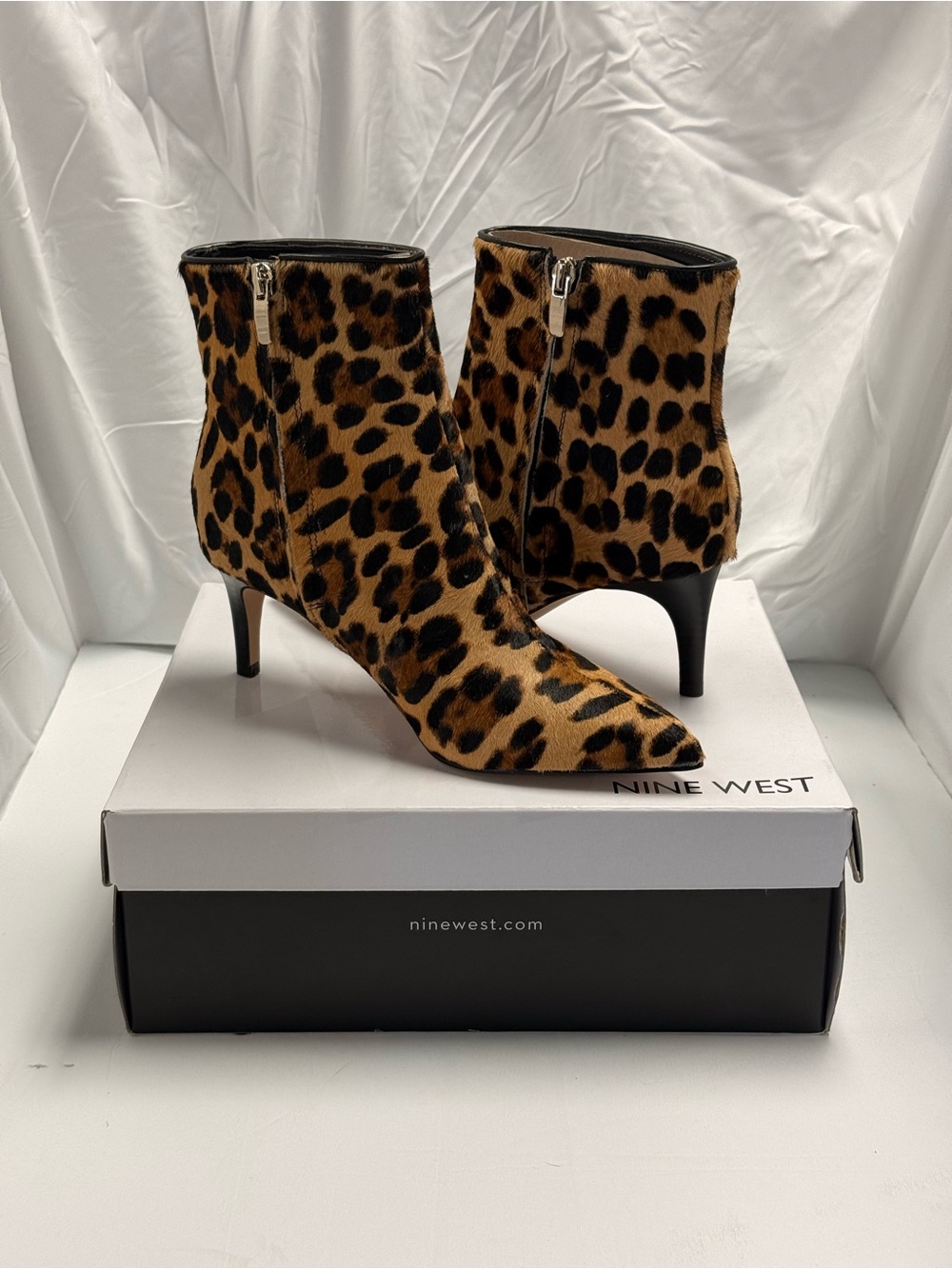 Nine West Leopard Print Pointed Toe Ankle Boots